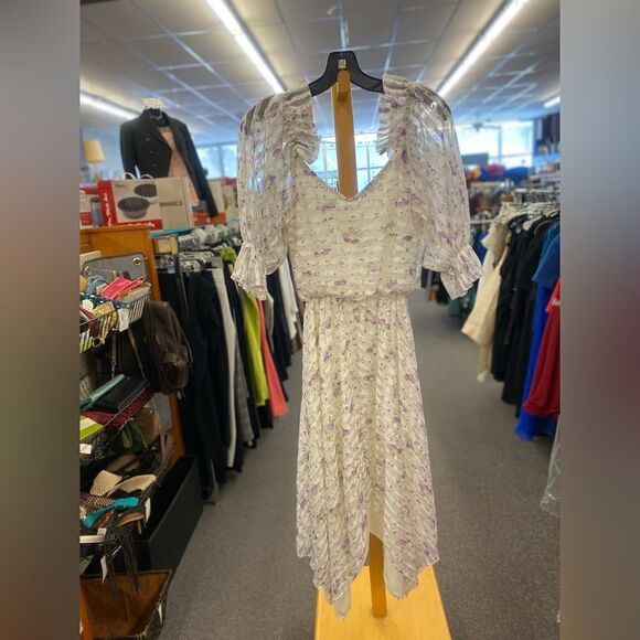 NOLB vintage style medium white w/stripe floral dress - Picture 1 of 4